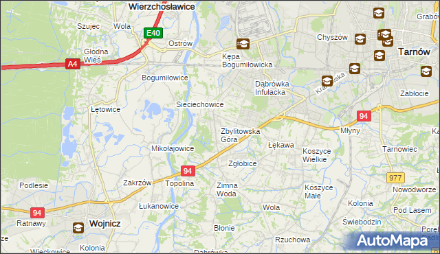 mapa Zbylitowska Góra, Zbylitowska Góra na mapie Targeo