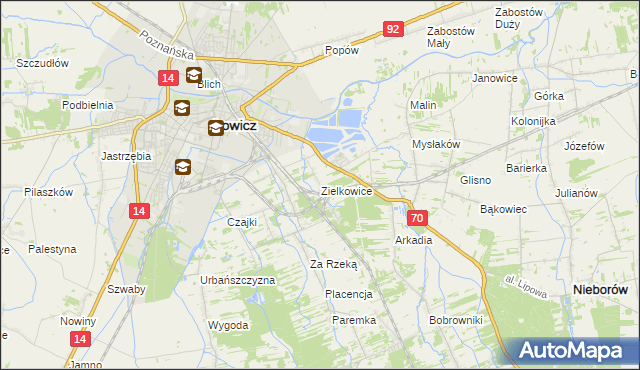 mapa Zielkowice, Zielkowice na mapie Targeo