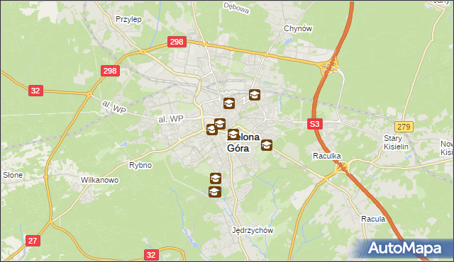 mapa Zielona Góra, Zielona Góra na mapie Targeo