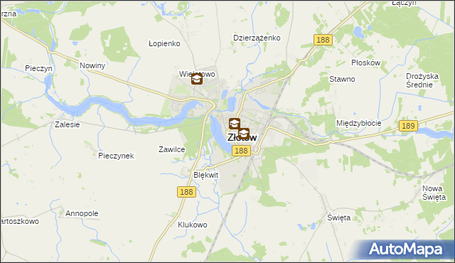mapa Złotów, Złotów na mapie Targeo