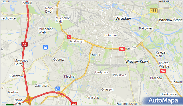 mapa Borek gmina Wrocław, Borek gmina Wrocław na mapie Targeo