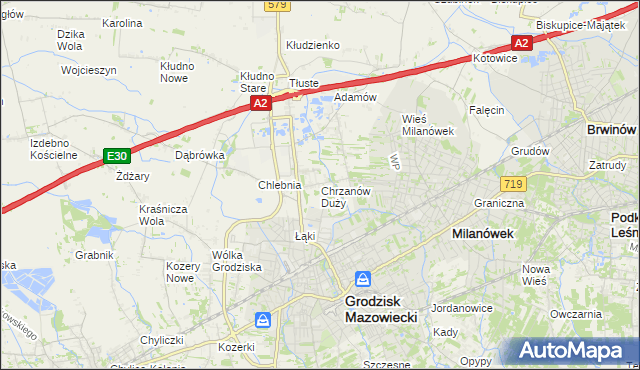 mapa Chrzanów Duży, Chrzanów Duży na mapie Targeo