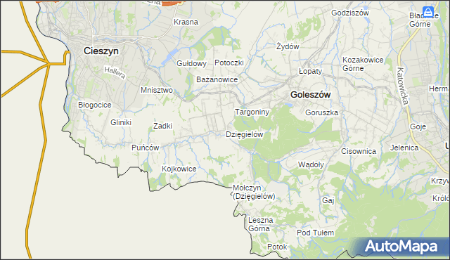 mapa Dzięgielów, Dzięgielów na mapie Targeo