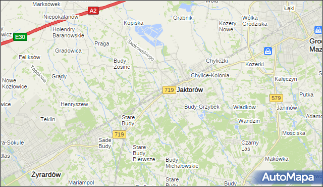 mapa Jaktorów-Kolonia, Jaktorów-Kolonia na mapie Targeo