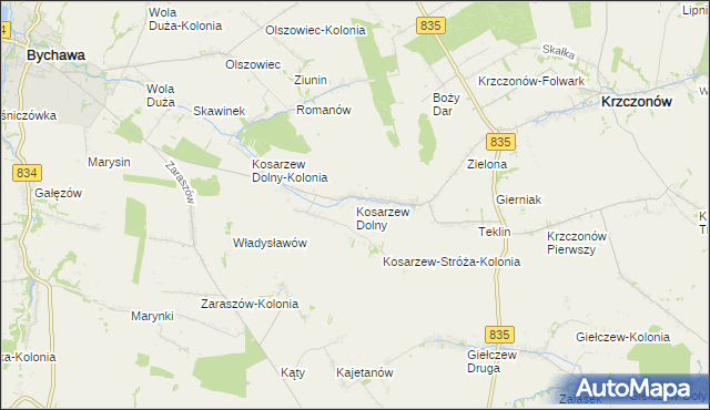 mapa Kosarzew Dolny, Kosarzew Dolny na mapie Targeo