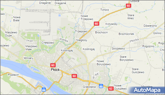 mapa Kostrogaj, Kostrogaj na mapie Targeo