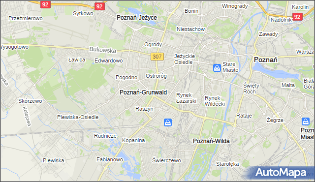 mapa Łazarz gmina Poznań, Łazarz gmina Poznań na mapie Targeo