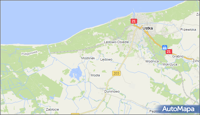 mapa Lędowo gmina Ustka, Lędowo gmina Ustka na mapie Targeo