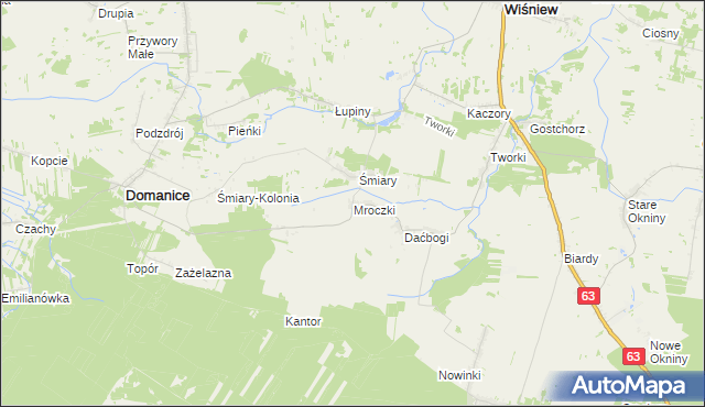 mapa Mroczki gmina Wiśniew, Mroczki gmina Wiśniew na mapie Targeo