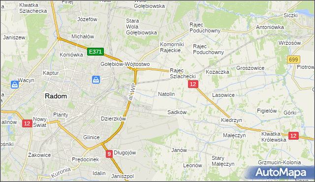 mapa Natolin gmina Jedlnia-Letnisko, Natolin gmina Jedlnia-Letnisko na mapie Targeo