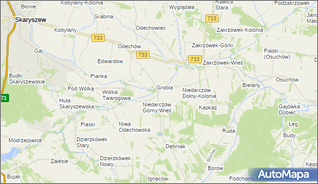 mapa Niedarczów Górny-Kolonia, Niedarczów Górny-Kolonia na mapie Targeo