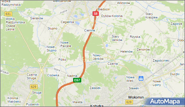 mapa Nowy Janków, Nowy Janków na mapie Targeo