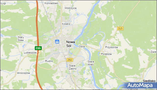 mapa Odra gmina Nowa Sól, Odra gmina Nowa Sól na mapie Targeo