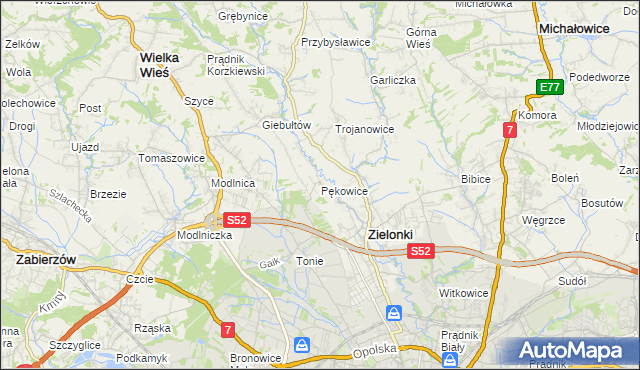 mapa Pękowice, Pękowice na mapie Targeo