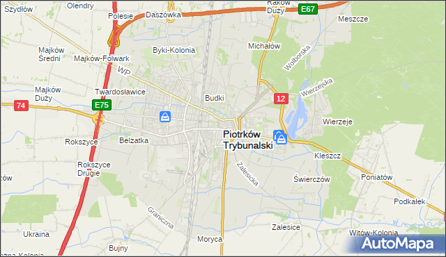 mapa Piotrków Trybunalski, Piotrków Trybunalski na mapie Targeo