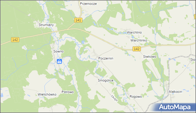 mapa Poczernin gmina Stargard, Poczernin gmina Stargard na mapie Targeo