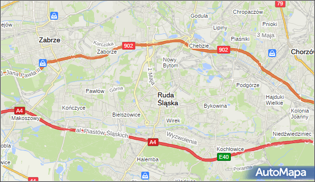 mapa Rudy Śląskiej, Ruda Śląska na mapie Targeo