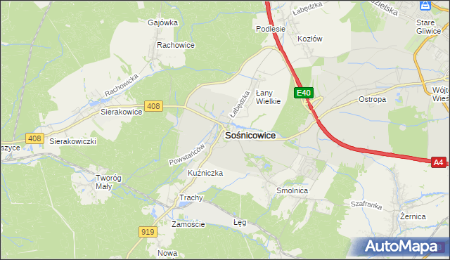 mapa Sośnicowice, Sośnicowice na mapie Targeo