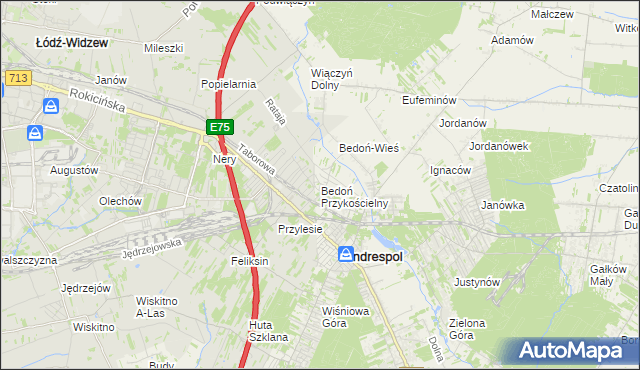 mapa Bedoń Przykościelny, Bedoń Przykościelny na mapie Targeo