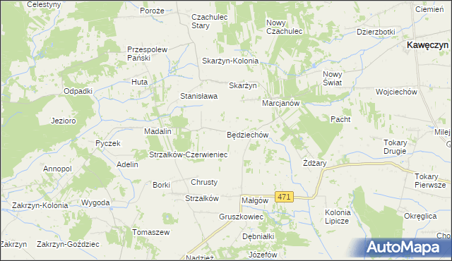 mapa Będziechów, Będziechów na mapie Targeo