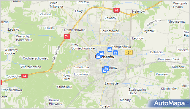 mapa Bełchatów, Bełchatów na mapie Targeo