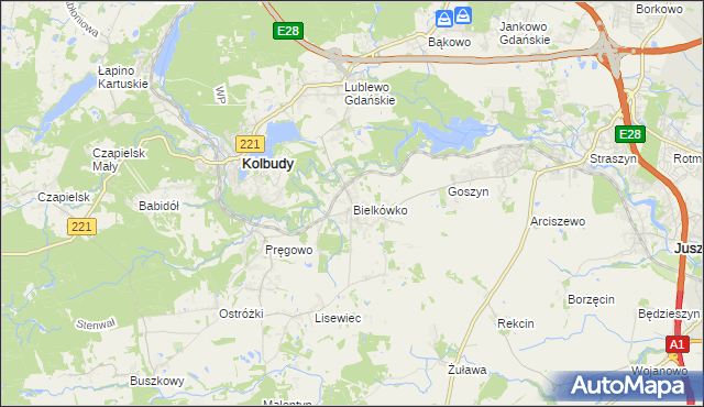 mapa Bielkówko, Bielkówko na mapie Targeo