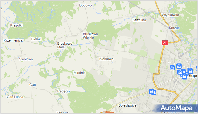 mapa Bierkowo, Bierkowo na mapie Targeo