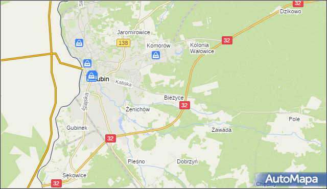 mapa Bieżyce, Bieżyce na mapie Targeo