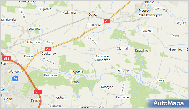 mapa Biskupice Ołoboczne, Biskupice Ołoboczne na mapie Targeo