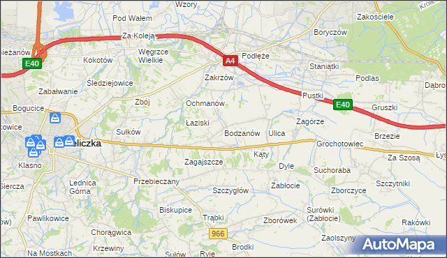 mapa Bodzanów gmina Biskupice, Bodzanów gmina Biskupice na mapie Targeo