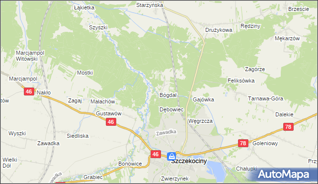 mapa Bógdał, Bógdał na mapie Targeo