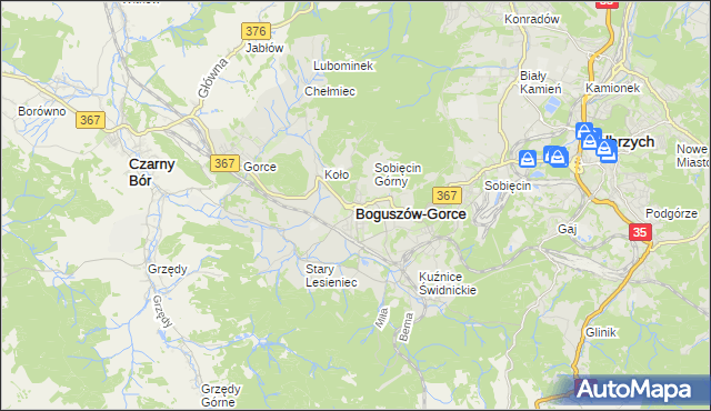 mapa Boguszów-Gorce, Boguszów-Gorce na mapie Targeo