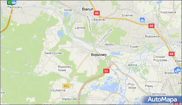 mapa Bojszowy, Bojszowy na mapie Targeo