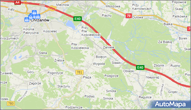 mapa Bolęcin gmina Trzebinia, Bolęcin gmina Trzebinia na mapie Targeo