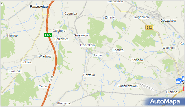 mapa Borów gmina Dobromierz, Borów gmina Dobromierz na mapie Targeo