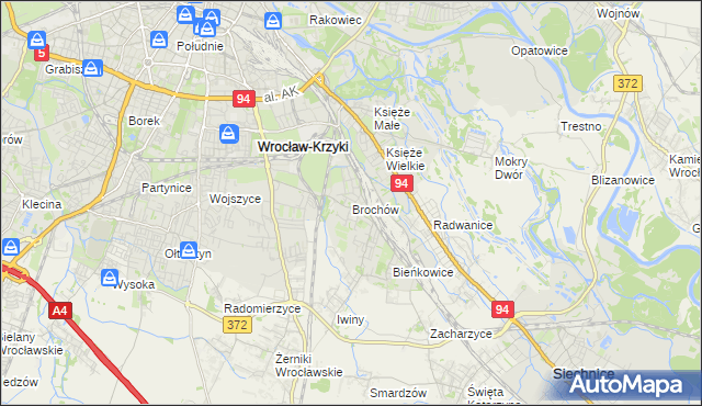 mapa Brochów gmina Wrocław, Brochów gmina Wrocław na mapie Targeo
