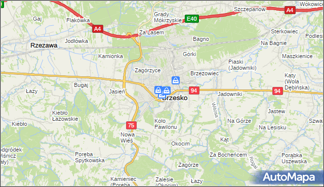mapa Brzesko, Brzesko na mapie Targeo