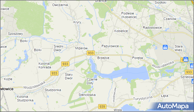 mapa Brzeźce gmina Pszczyna, Brzeźce gmina Pszczyna na mapie Targeo