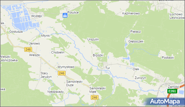 mapa Brzózki gmina Szubin, Brzózki gmina Szubin na mapie Targeo