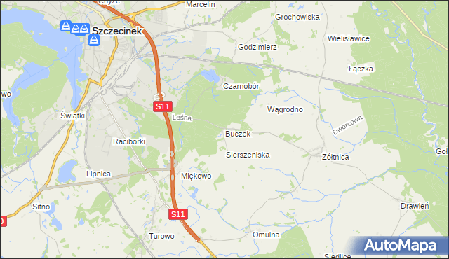 mapa Buczek gmina Szczecinek, Buczek gmina Szczecinek na mapie Targeo