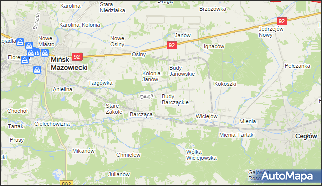 mapa Budy Barcząckie, Budy Barcząckie na mapie Targeo