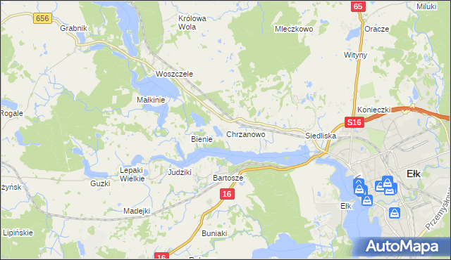 mapa Chrzanowo gmina Ełk, Chrzanowo gmina Ełk na mapie Targeo
