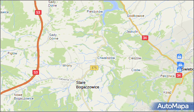 mapa Chwaliszów, Chwaliszów na mapie Targeo