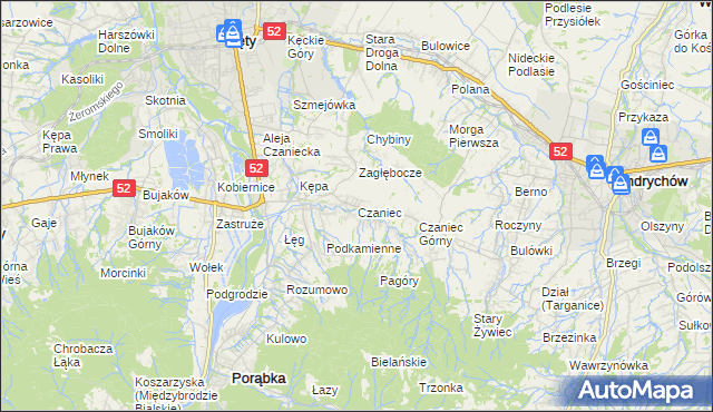 mapa Czaniec, Czaniec na mapie Targeo