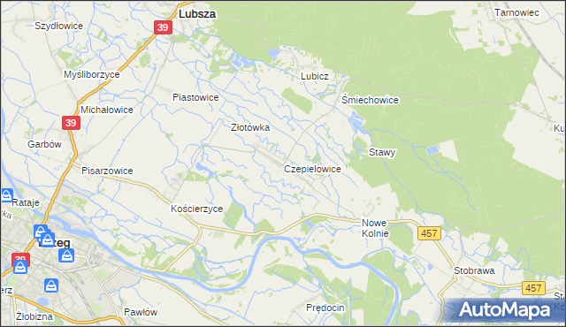 mapa Czepielowice, Czepielowice na mapie Targeo