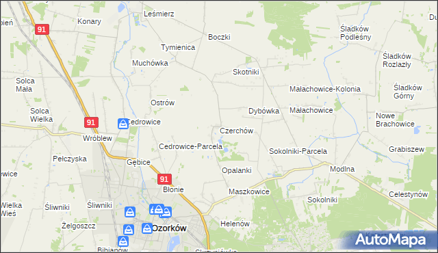 mapa Czerchów, Czerchów na mapie Targeo