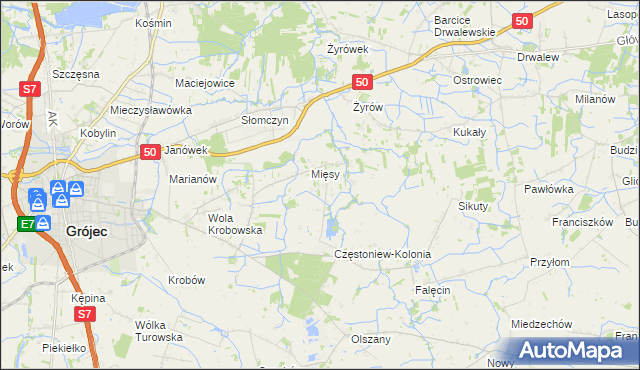 mapa Częstoniew, Częstoniew na mapie Targeo