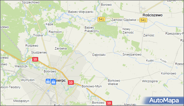 mapa Dąbrówki gmina Sierpc, Dąbrówki gmina Sierpc na mapie Targeo