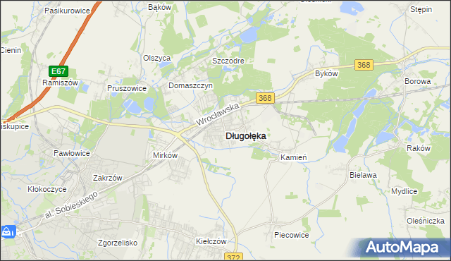 mapa Długołęka powiat wrocławski, Długołęka powiat wrocławski na mapie Targeo