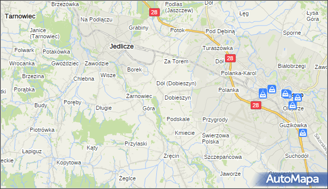 mapa Dobieszyn gmina Jedlicze, Dobieszyn gmina Jedlicze na mapie Targeo